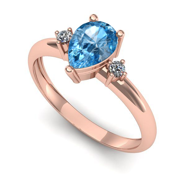 Inel din aur roz cu topaz blue