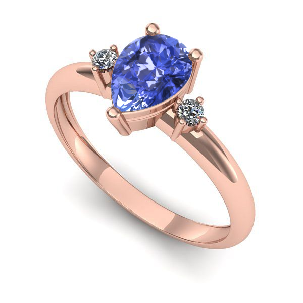Inel de logodna din aur roz cu tanzanit