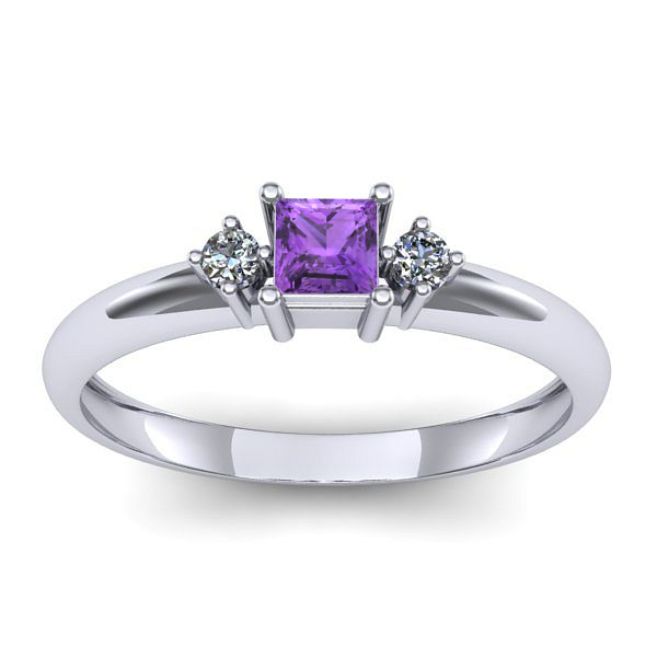 Inel cu ametist patrat