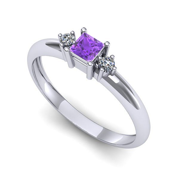 Inel de logodna din aur alb cu ametist