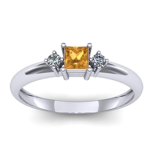 Inel logodna cu citrin patrat