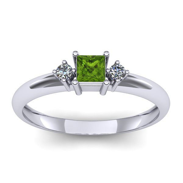 Inel logodna cu peridot patrat