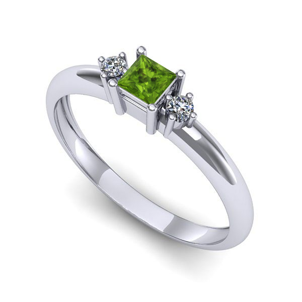 Inel din aur alb cu peridot