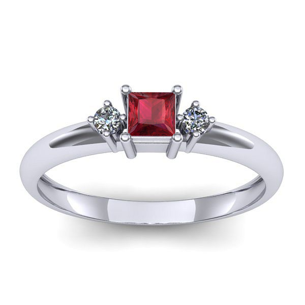 Inel cu rubin patrat