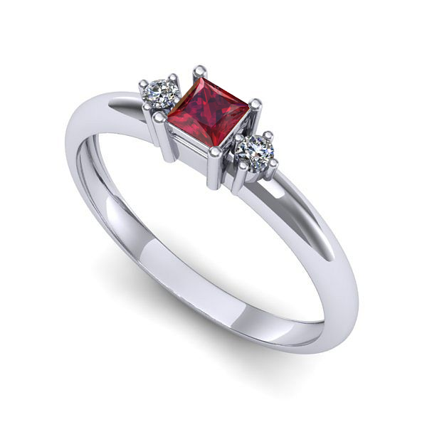 Inel de logodna din aur alb cu rubin