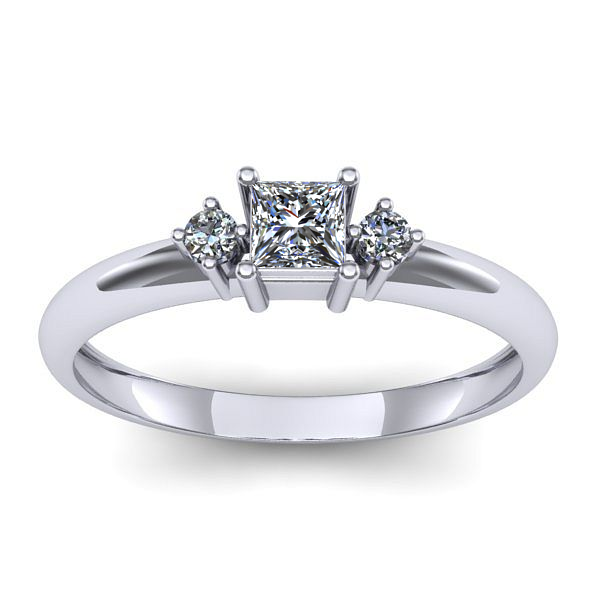 Inel logodna cu safir alb patrat