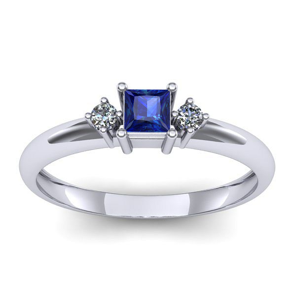 Inel logodna cu safir patrat
