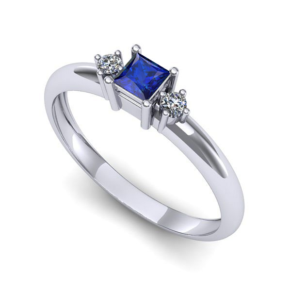 Inel de logodna din aur alb cu safir