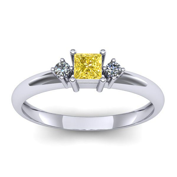 Inel logodna cu safir galben patrat