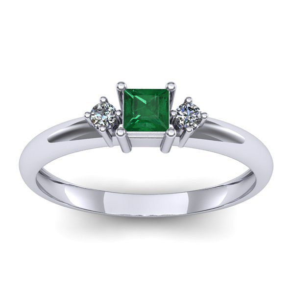 Inel de logodna cu smarald patrat