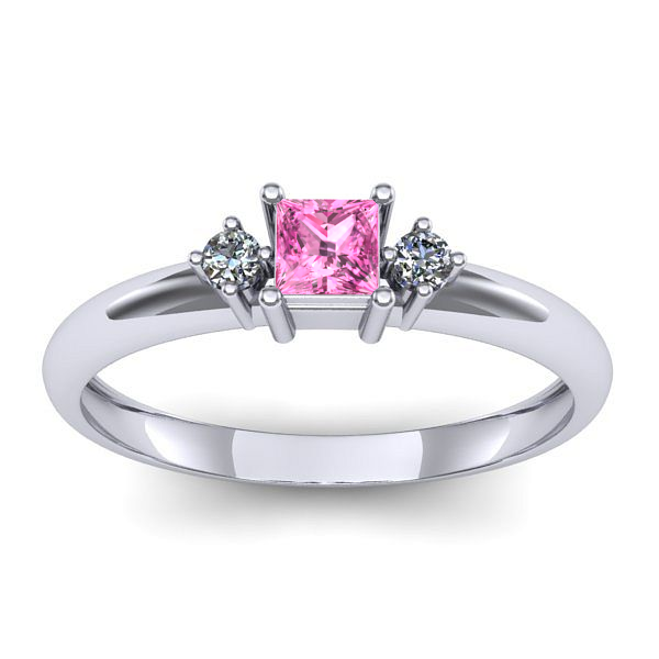 Inel de logodna cu safir roz patrat