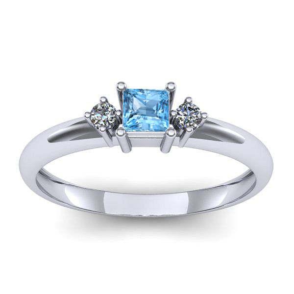 Inel cu topaz blue patrat