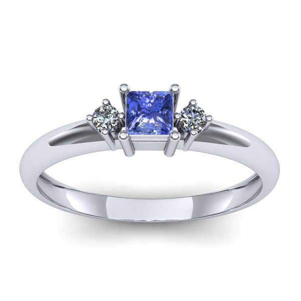Inel logodna cu tanzanit patrat