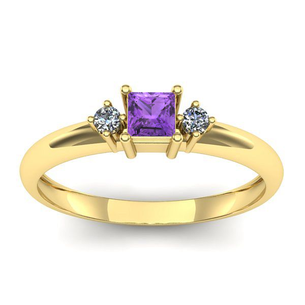 Inel logodna cu ametist patrat