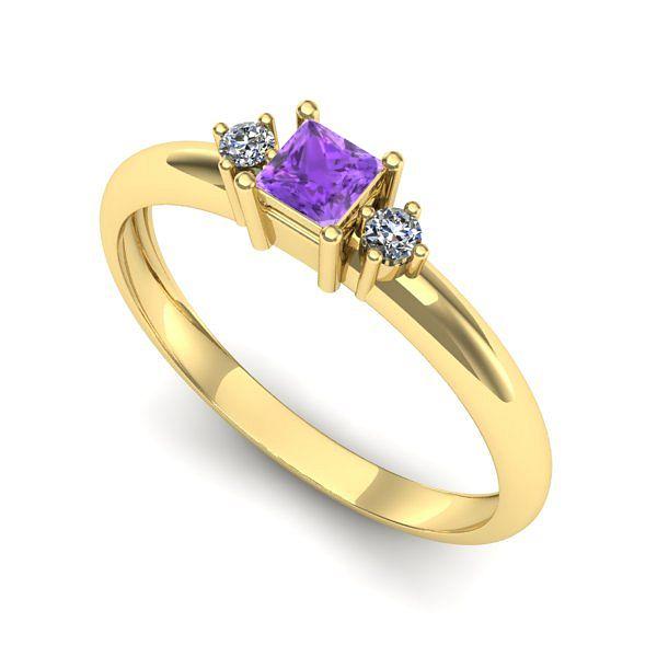 Inel din aur galben cu ametist