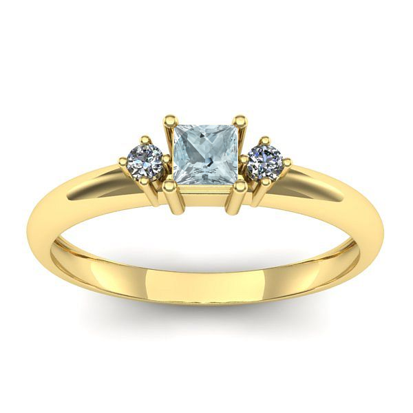 Inel logodna cu aquamarin patrat