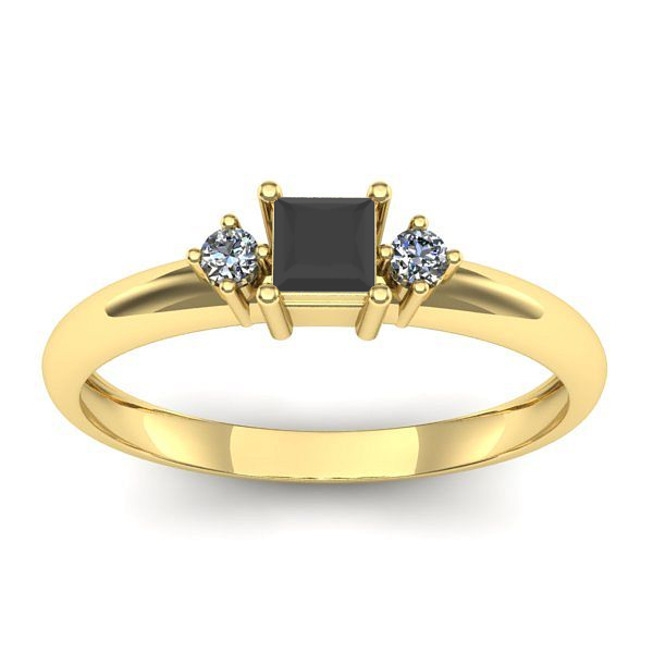 Inel de logodna cu diamant negru patrat