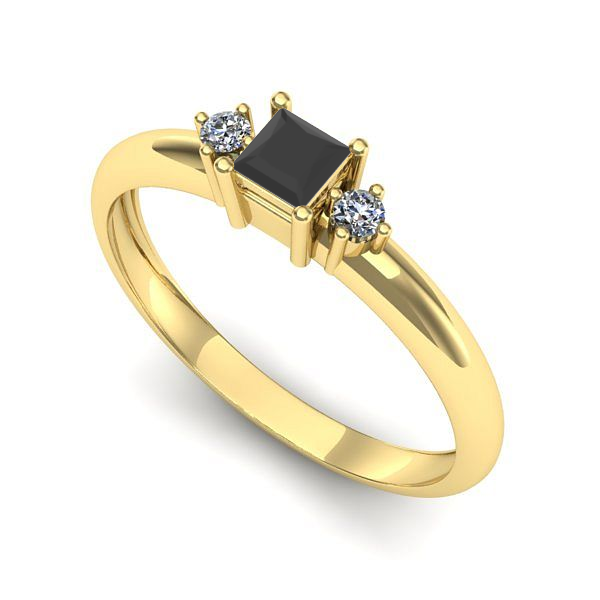 Inel din aur galben cu diamant negru