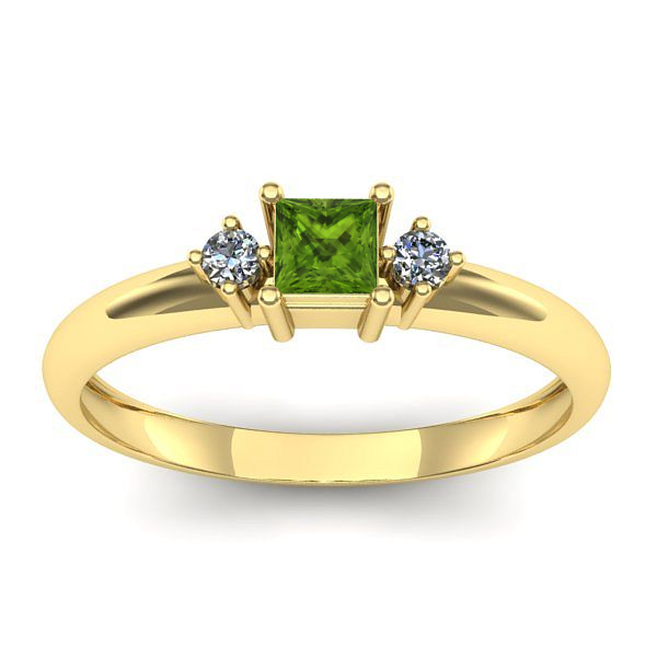 Inel logodna cu peridot patrat