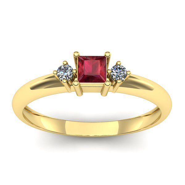 Inel cu rubin patrat