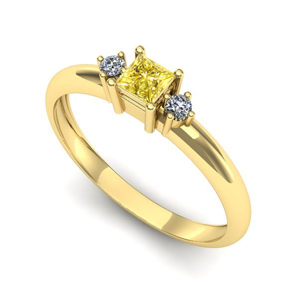 Inel logodna din aur galben cu safir galben