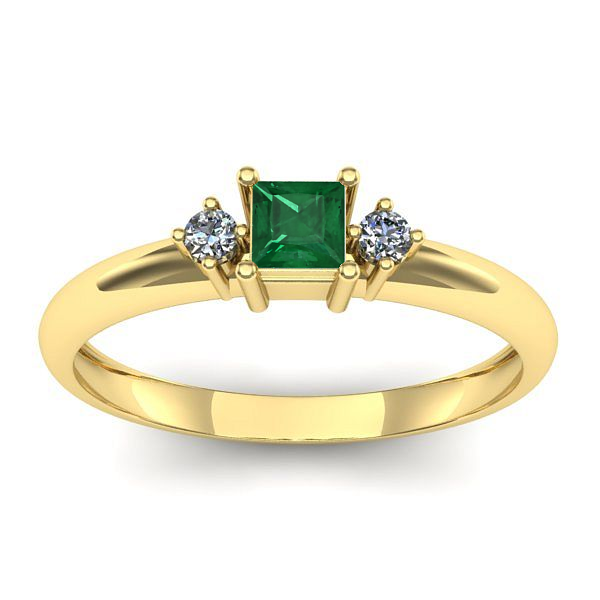 Inel logodna cu smarald patrat