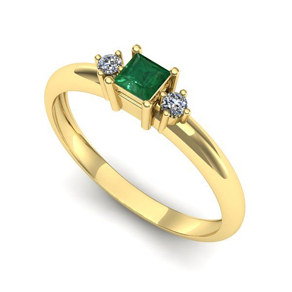 Inel de logodna din aur galben cu smarald