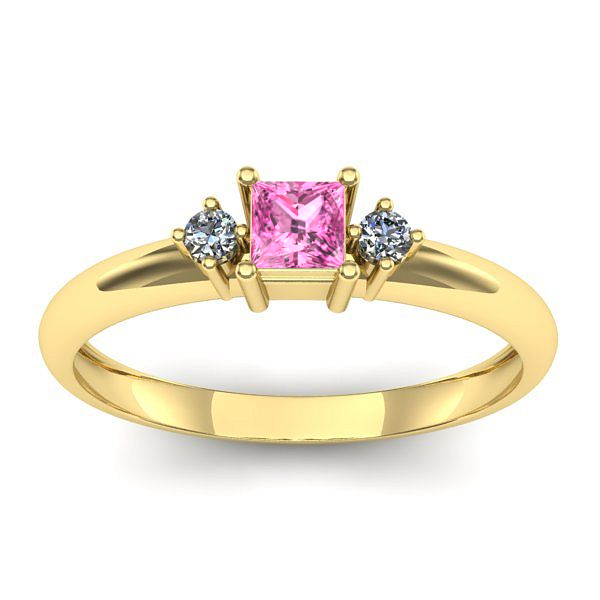 Inel de logodna cu safir roz patrat