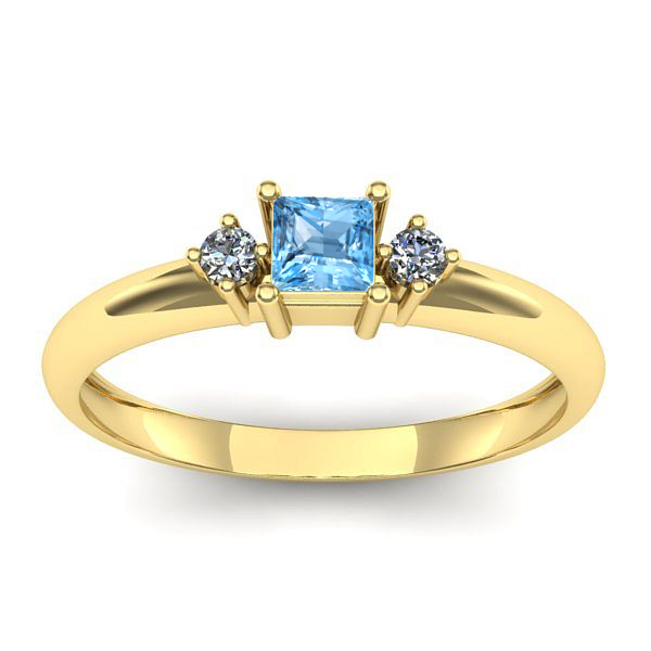 Inel logodna cu topaz blue patrat