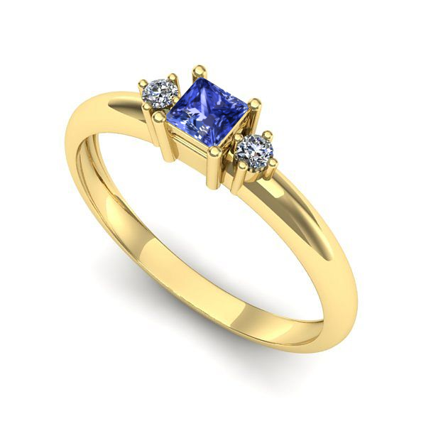 Inel logodna din aur galben cu tanzanit