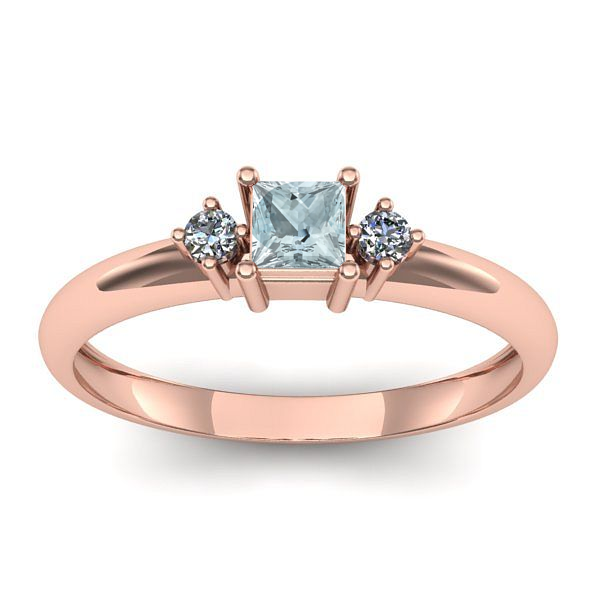 Inel cu aquamarin patrat