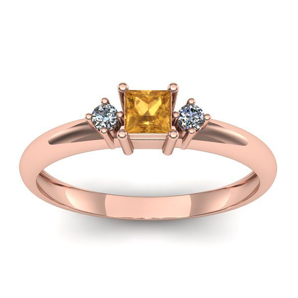 Inel logodna cu citrin patrat