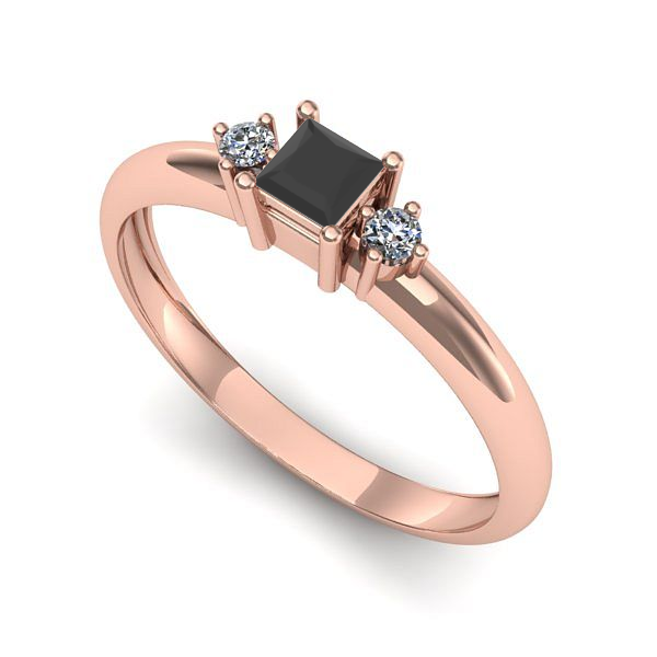 Inel logodna din aur roz cu diamant negru