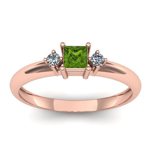 Inel cu peridot patrat