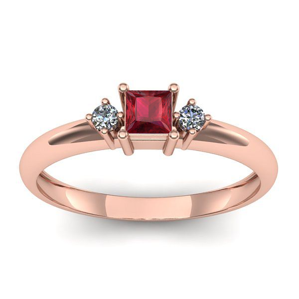 Inel cu rubin patrat