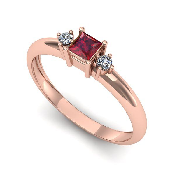 Inel din aur roz cu rubin