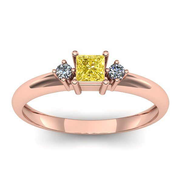 Inel logodna cu safir galben patrat