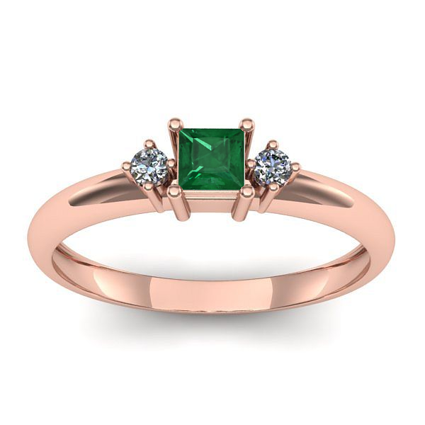 Inel de logodna cu smarald patrat