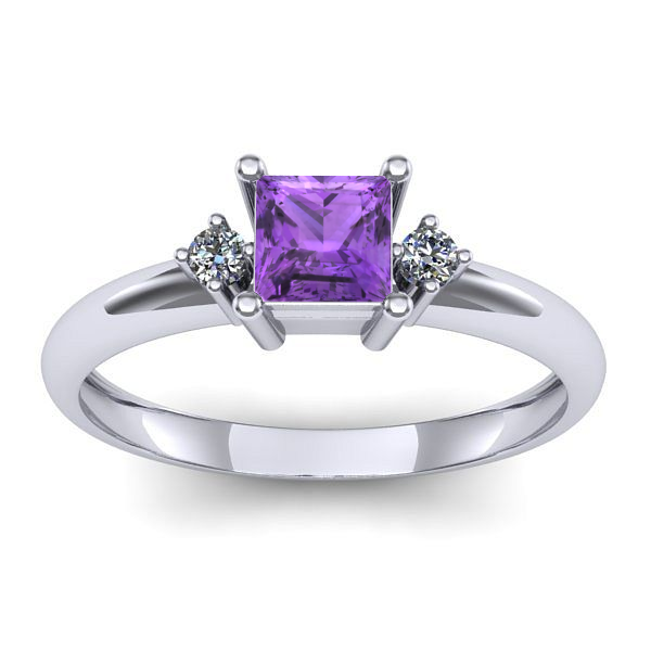 Inel cu ametist patrat