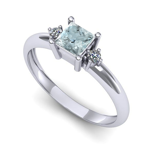 Inel din aur alb cu aquamarin