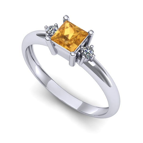 Inel din aur alb cu citrin