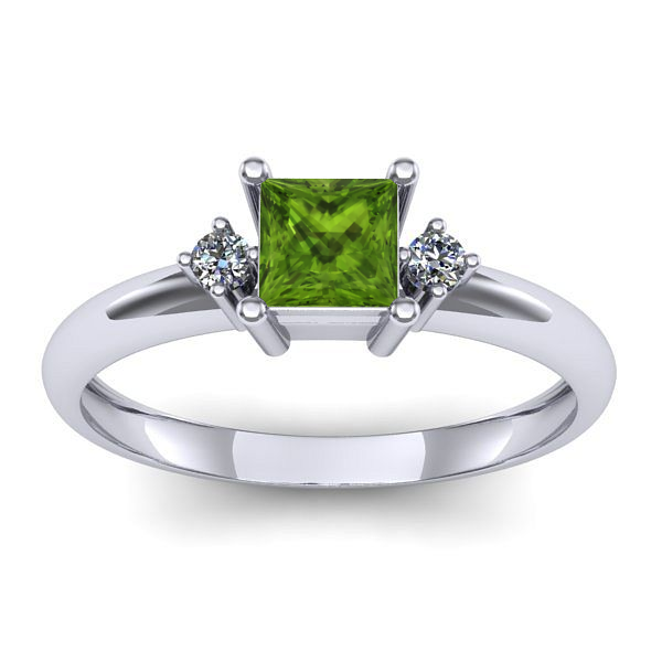 Inel de logodna cu peridot patrat