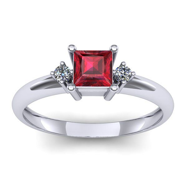 Inel logodna cu rubin patrat