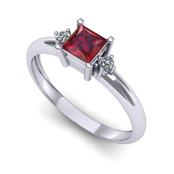 Inel din aur alb cu rubin