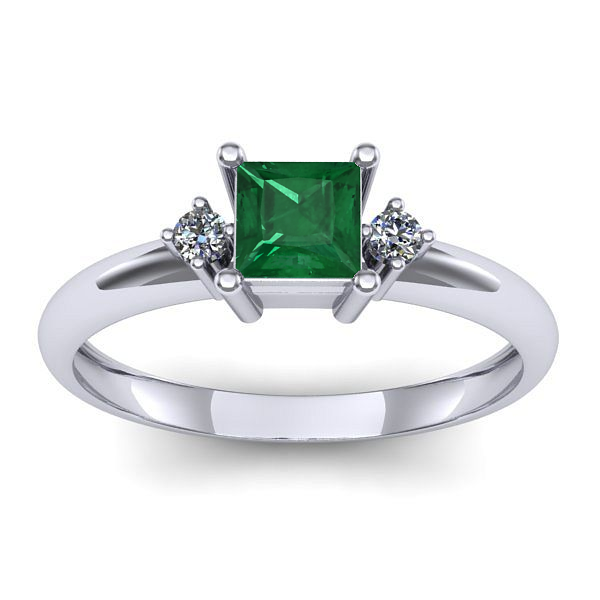 Inel logodna cu smarald patrat