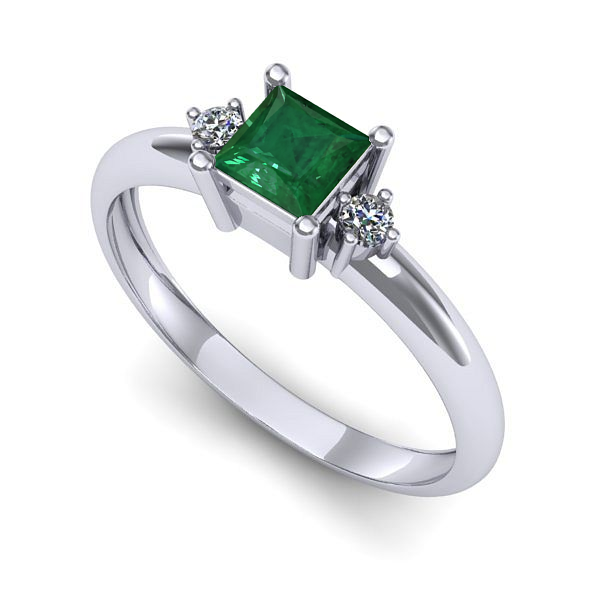 Inel din aur alb cu smarald