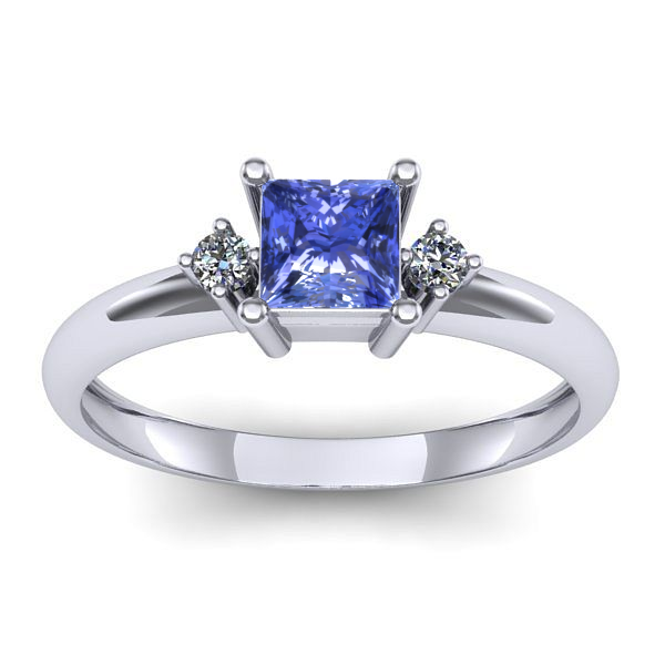 Inel logodna cu tanzanit patrat