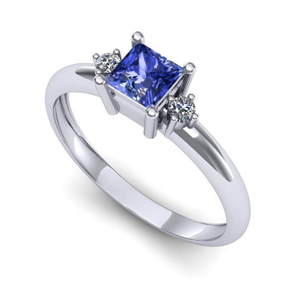 Inel de logodna din aur alb cu tanzanit