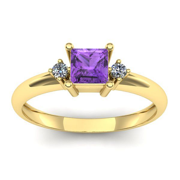 Inel cu ametist patrat