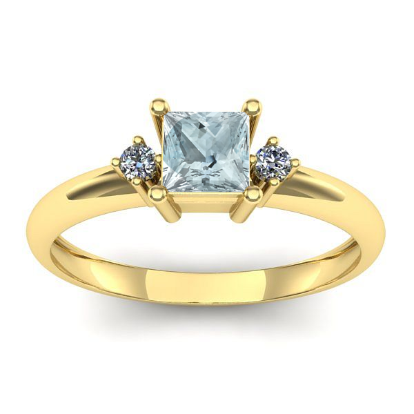 Inel cu aquamarin patrat